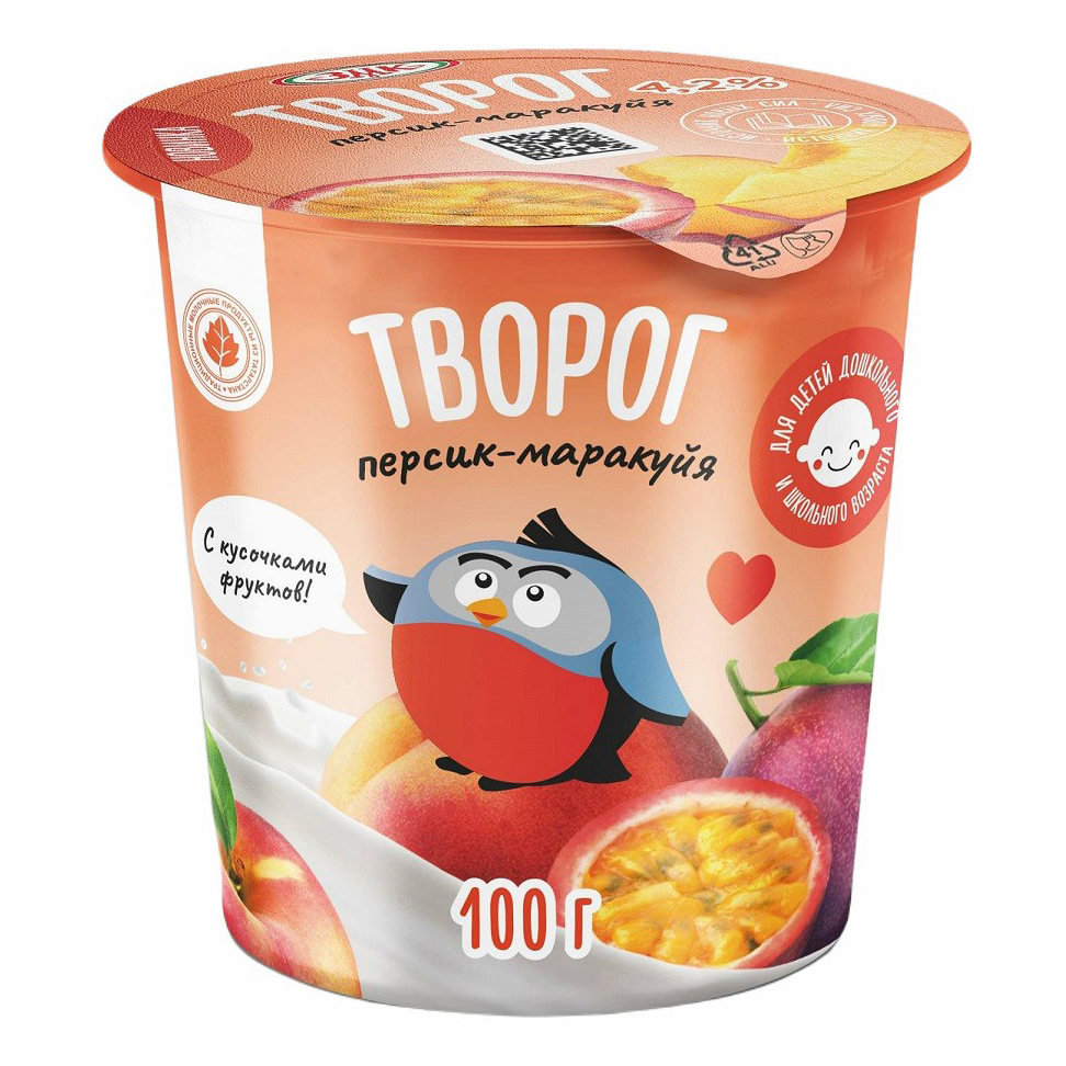 

Творог мягкий детский ЗМК персик-маракуйя с кусочками фруктов с 3 лет 4,2% 100 г