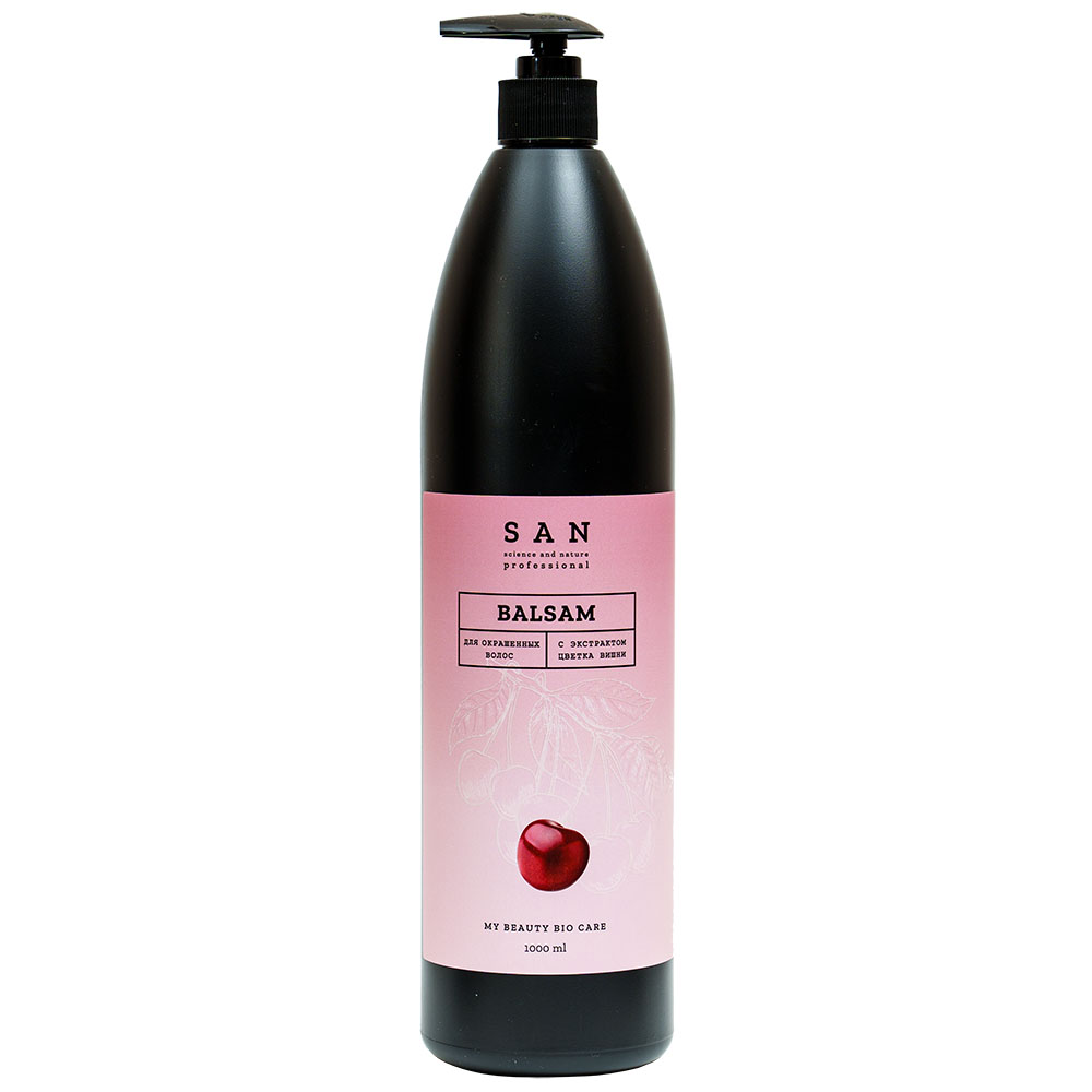 Бальзам для волос SAN Professional для окрашенных волос с экстрактом цветка вишни 1000мл moroccanoil защитный и ухаживающий спрей для окрашенных волос color complete 50