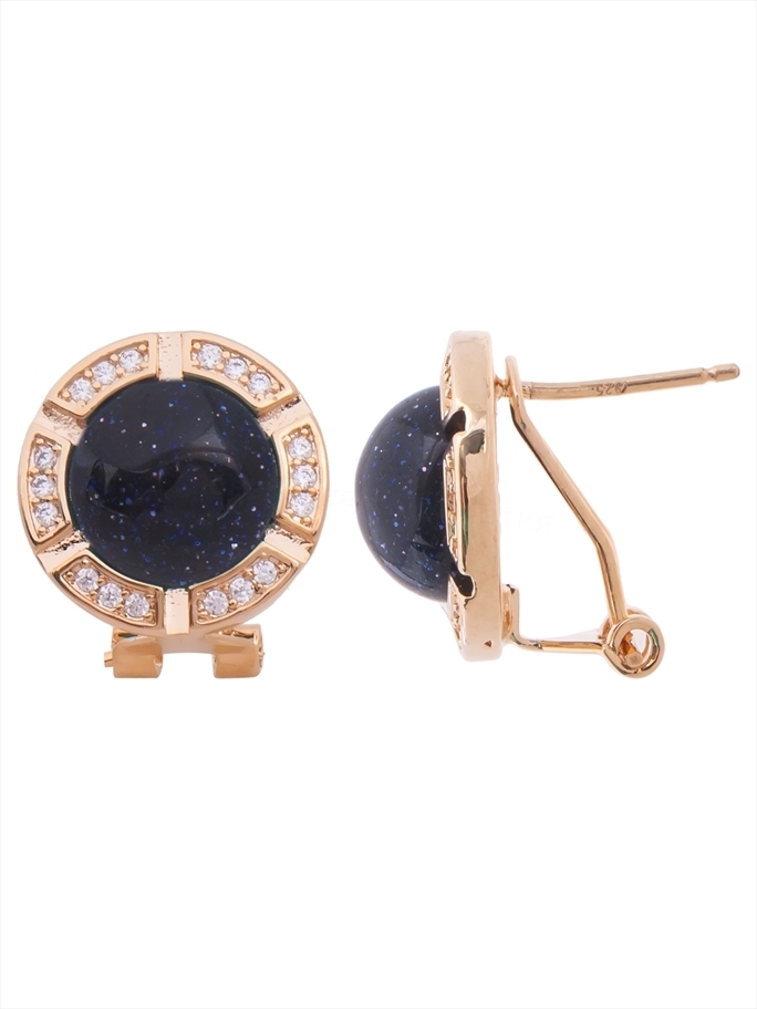 Серьги из бижутерного сплава Lotus Jewelry 3044E-07bs, авантюрин/циркон
