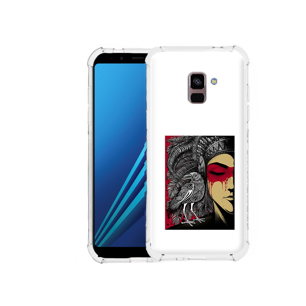 

Чехол MyPads Tocco для Samsung Galaxy A8 Plus девушка с вороном в абстракции, Tocco