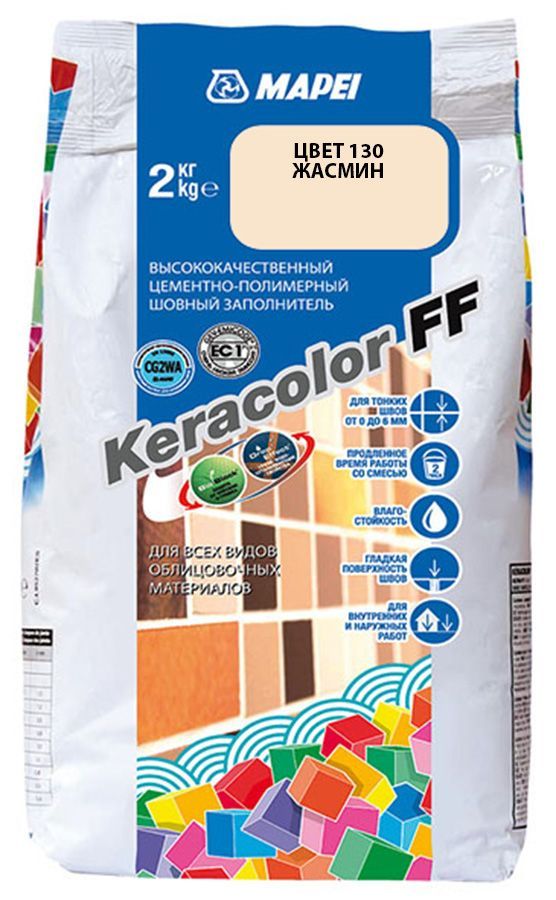 

MAPEI Keracolor FF цементно-полимерный шовный заполнитель №130 жасмин (2кг), Розовый