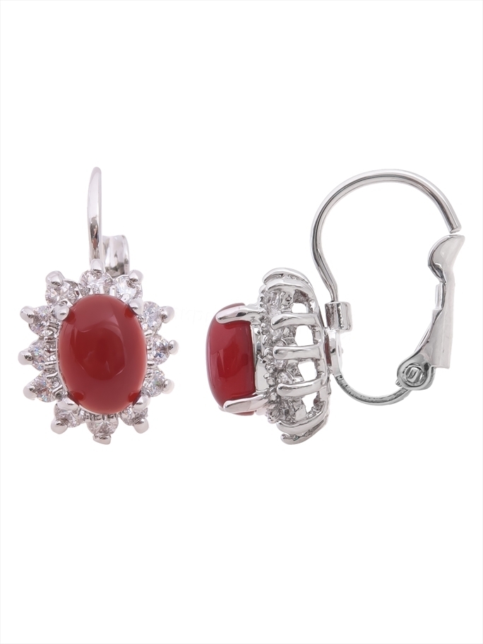 Серьги из бижутерного сплава Lotus Jewelry RH19E-029red-agate, агат