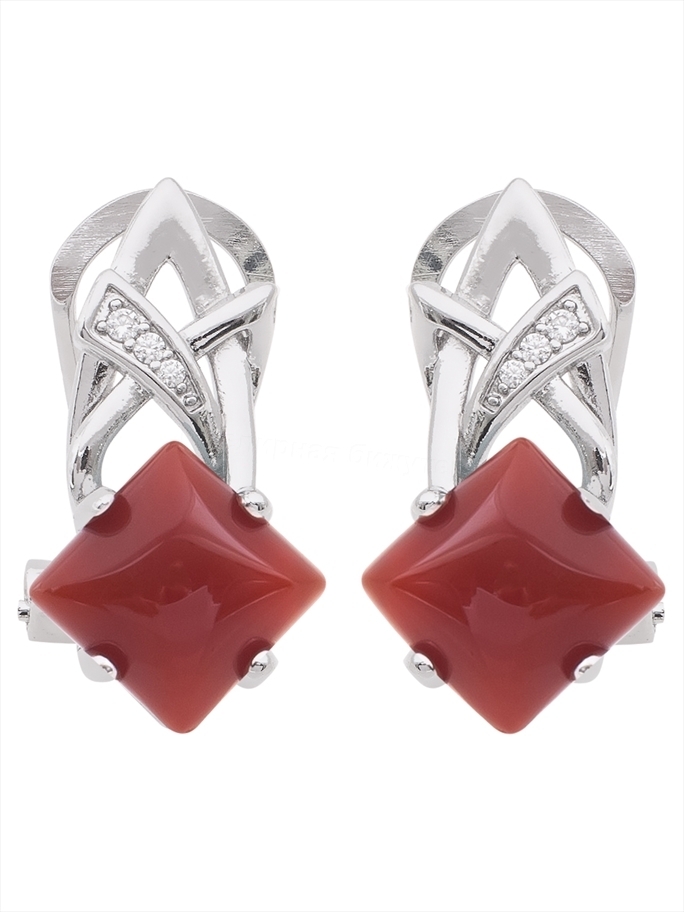 

Серьги из бижутерного сплава Lotus Jewelry RH3033E-03, агат/циркон, RH3033E-03