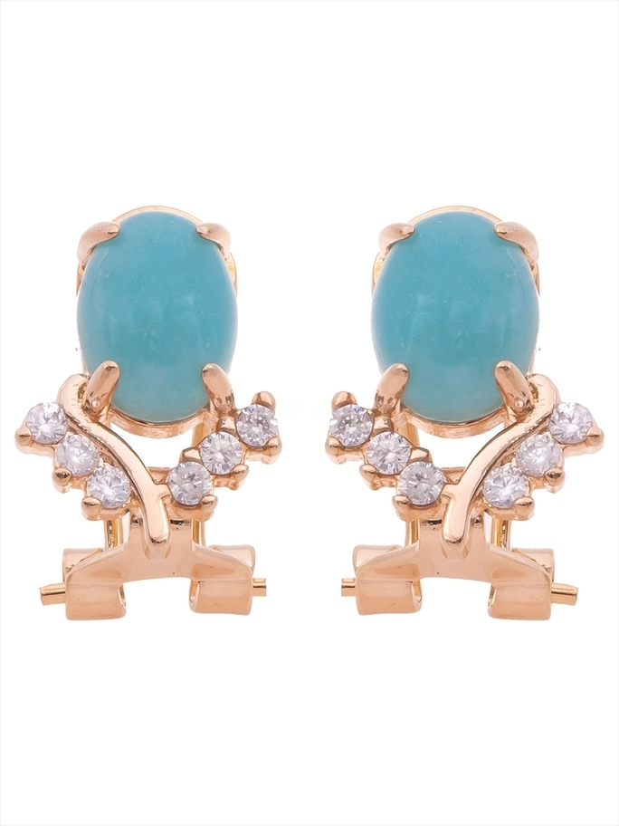 

Серьги из бижутерного сплава Lotus Jewelry 40E-43, амазонит/циркон, 40E-43