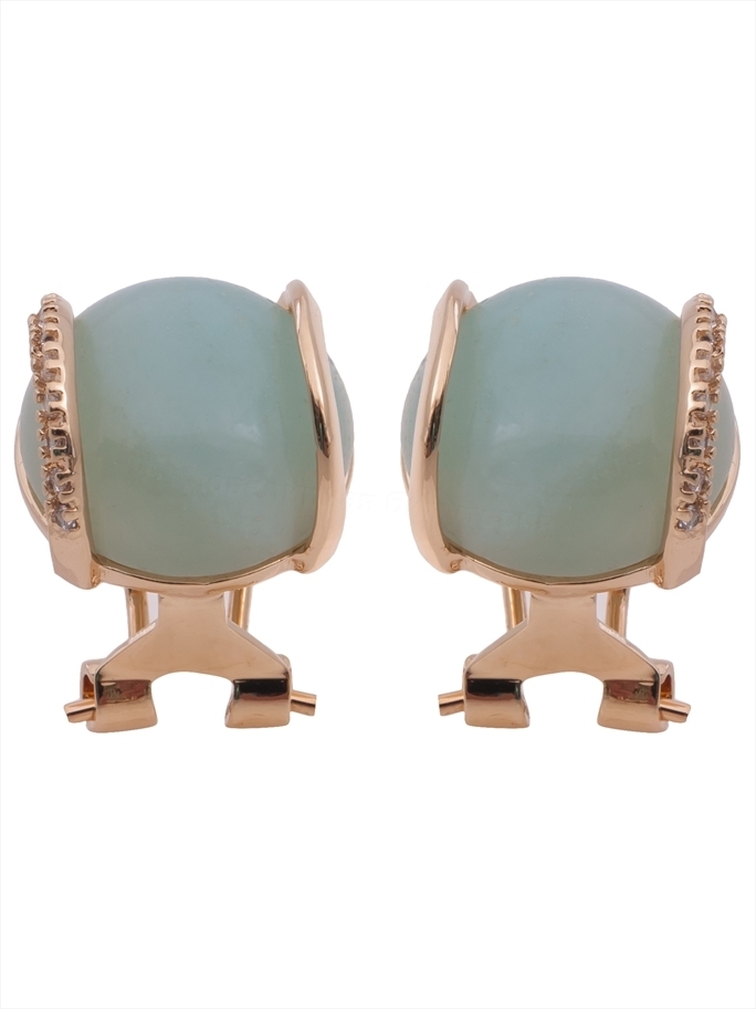 

Серьги из бижутерного сплава Lotus Jewelry 3041E-01, амазонит/циркон, 3041E-01
