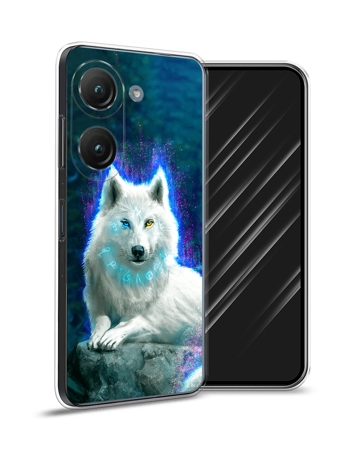 

Чехол Awog на Asus ZenFone 9 "Белоснежный волк", Белый;зеленый;фиолетовый, 44950-2