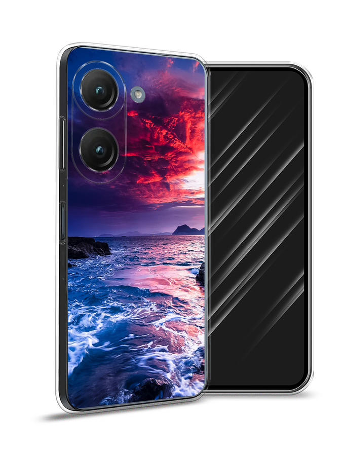 

Чехол Awog на Asus ZenFone 9 "Волны 1", Розовый;синий, 44950-4