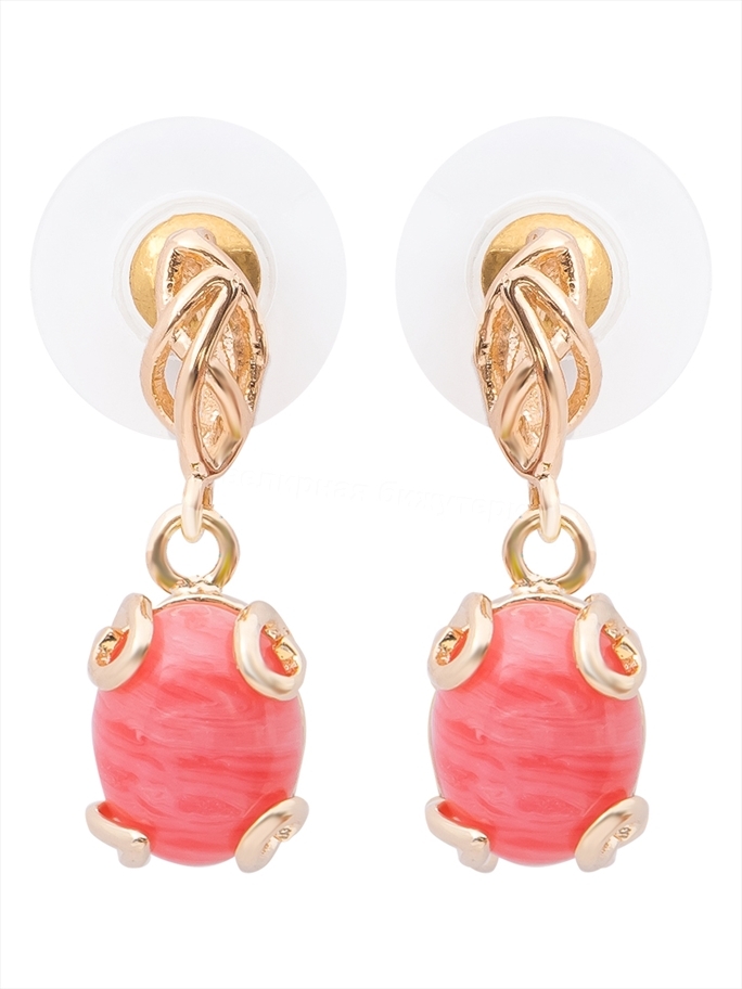 

Серьги подвески из бижутерного сплава Lotus Jewelry 3037E-16, родохрозит, 3037E-16