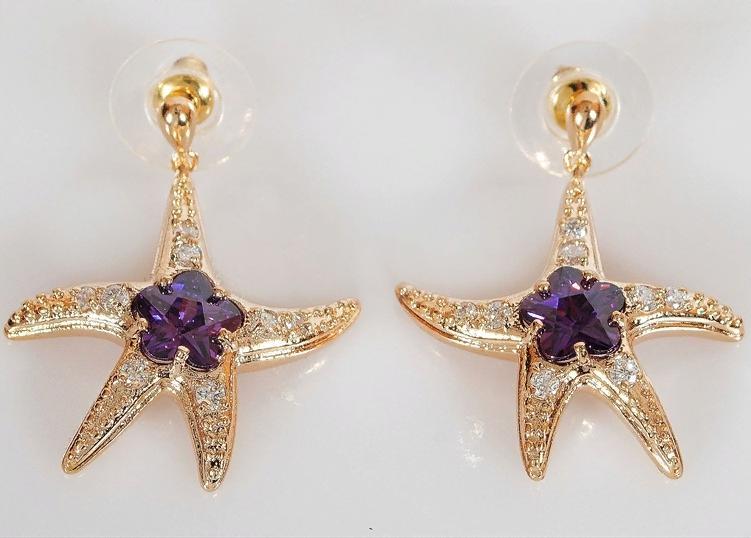 

Серьги из ювелирного сплава Lotus Jewelry 3031E-02am, аметист/циркон, 3031E-02am