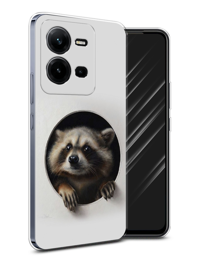 

Чехол Awog на Vivo V25 / Виво V25 "Любопытный енот", Коричневый;черный;белый
