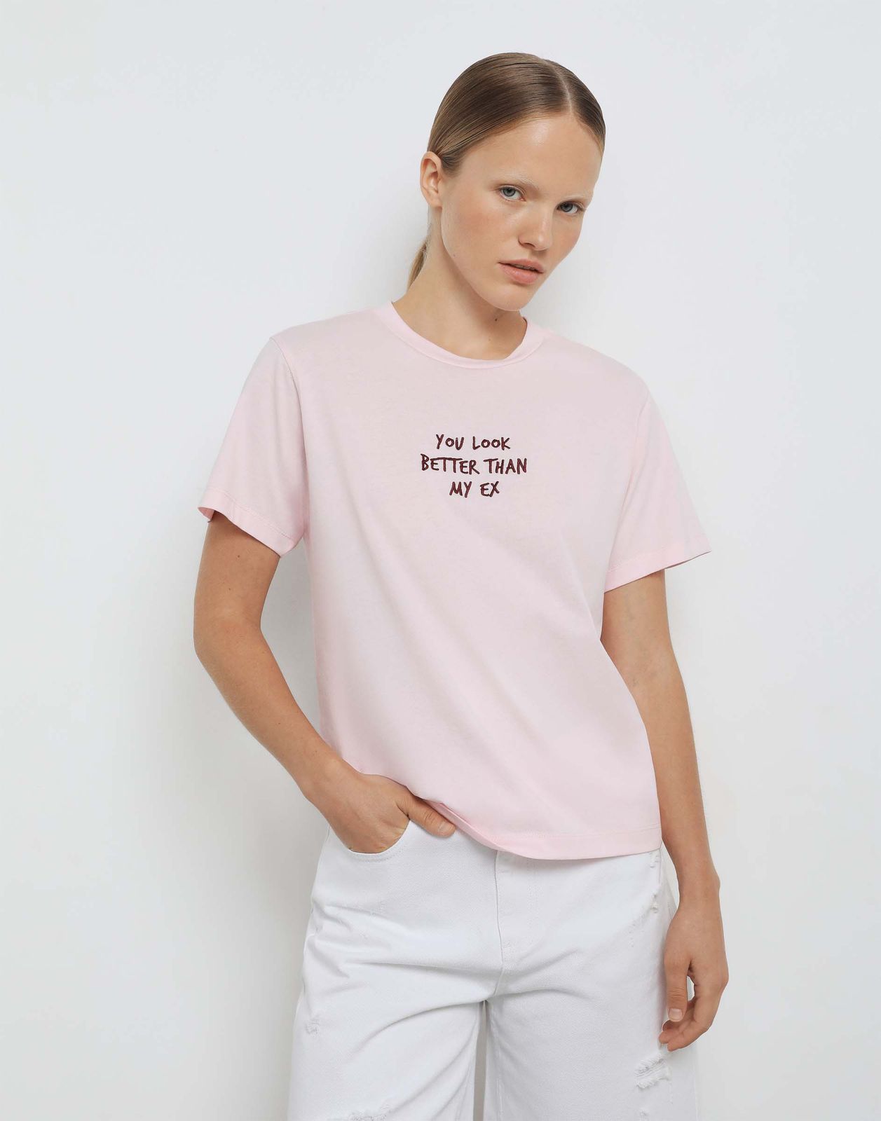 

Футболка женская Gloria Jeans GKT025896 светло-розовый S/164, GKT025896