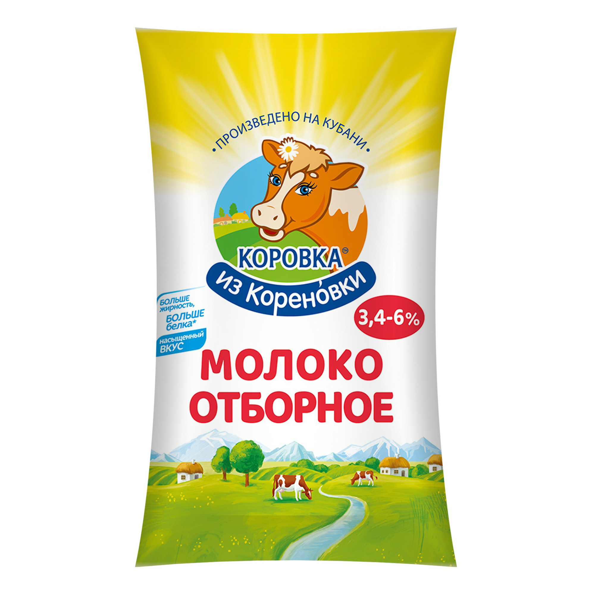 

Молоко 3,4 - 6% пастеризованное питьевое Отборное 900 мл Коровка из Кореновки
