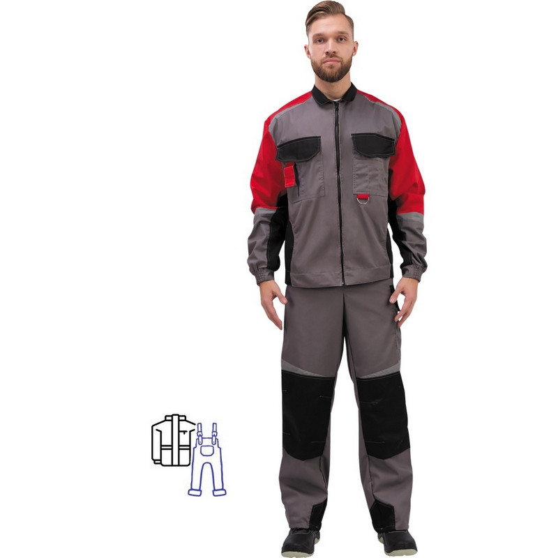 

Костюм рабочий NoBrand 1002282-K серый/красный 52-54, 182-188