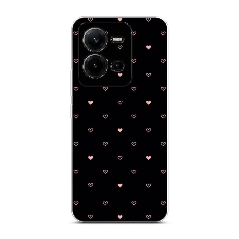 

Чехол Awog на Vivo V25 / Виво V25 "Черный фон и сердечки", Розовый;серый;черный