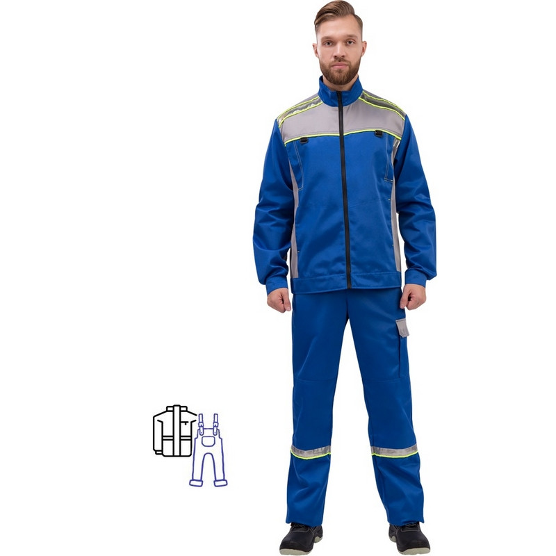 

Костюм рабочий NoBrand 1002343-K серый/синий 44-46, 182-188
