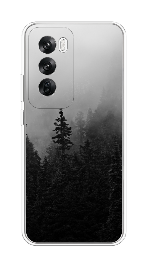 

Чехол на Oppo Reno 12 "Туманный лес", Серый;черный, 2517450-1