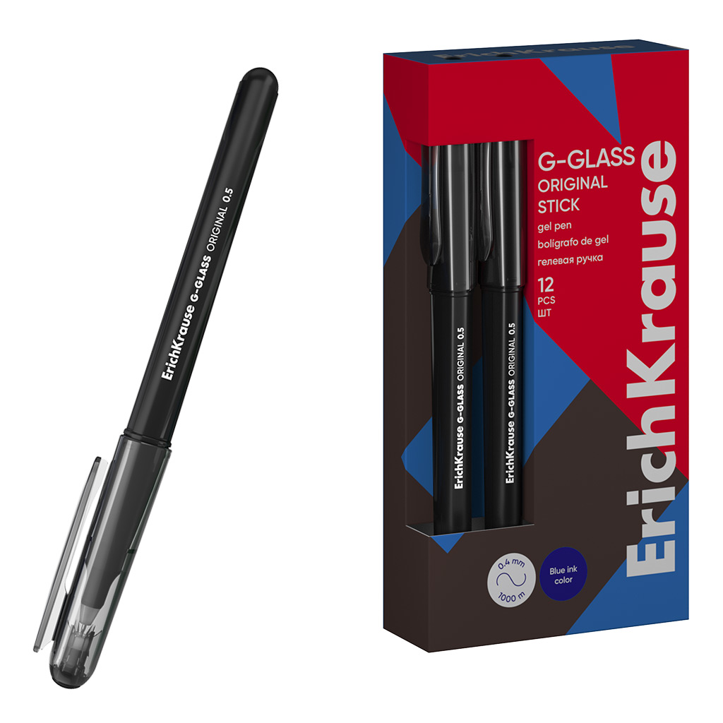 

Ручка гелевая ErichKrause G-Glass Stick Original 0.5,61302 цвет черный по 12 шт.