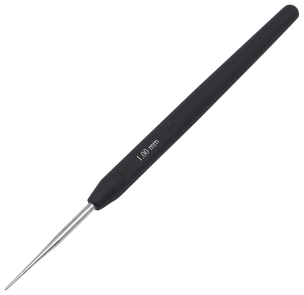 30863 Крючок для вязания с ручкой Steel 1мм, сталь, серебро/черный, KnitPro