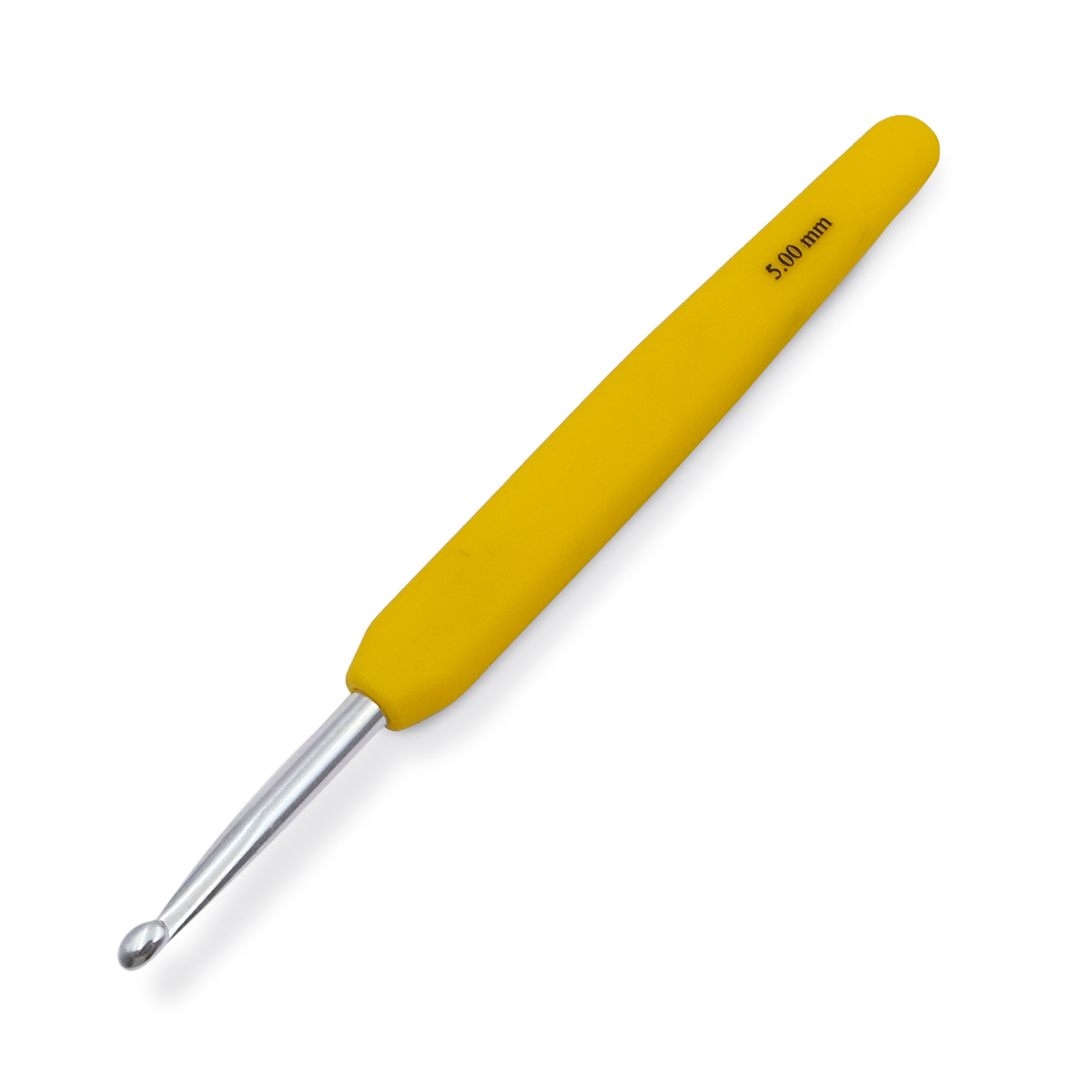 Крючок для вязания с эргономичной ручкой Waves 5мм, алюминий, серебро/ракитник, KnitPro