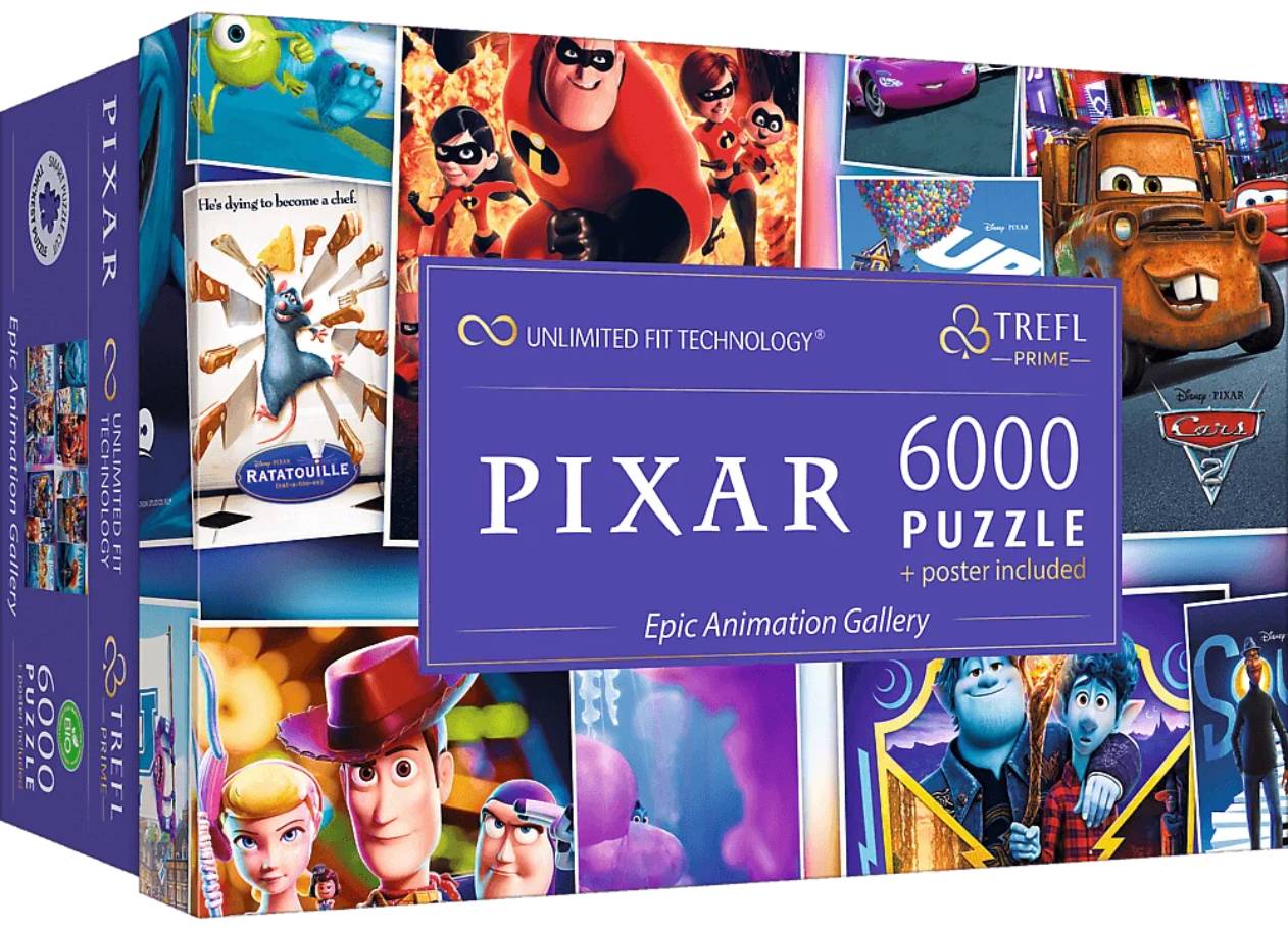 

Пазл Trefl Персонажи мультфильмов Pixar 6000 деталей, Персонажи мультфильмов Pixar
