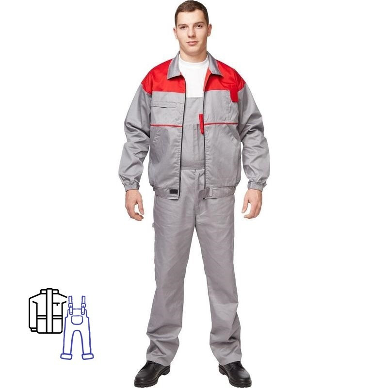 

Костюм рабочий NoBrand 487565-K серый/красный 68-70, 170
