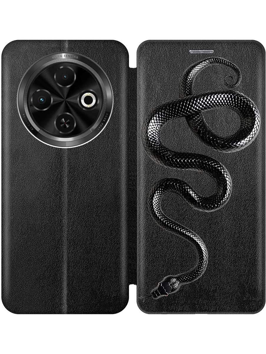 

Чехол-книжка на Tecno Spark 30C с принтом "Черная мамба" черный, 786716313