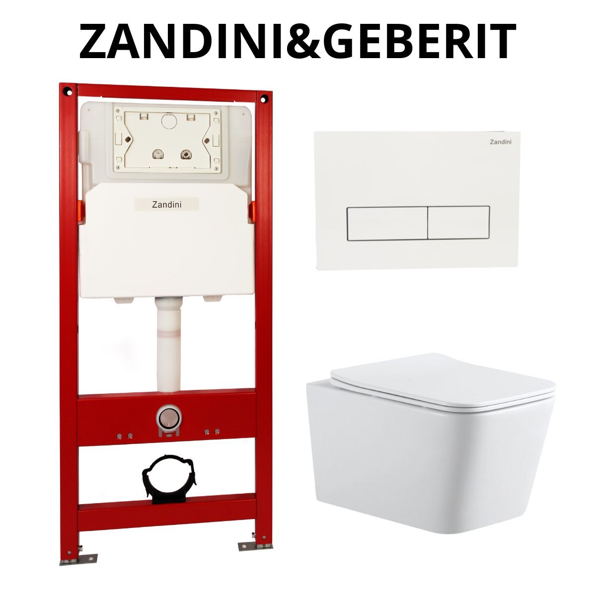 Комплект инсталляция Zandini+система смыва Geberit+унитаз подвесной Logan L2W