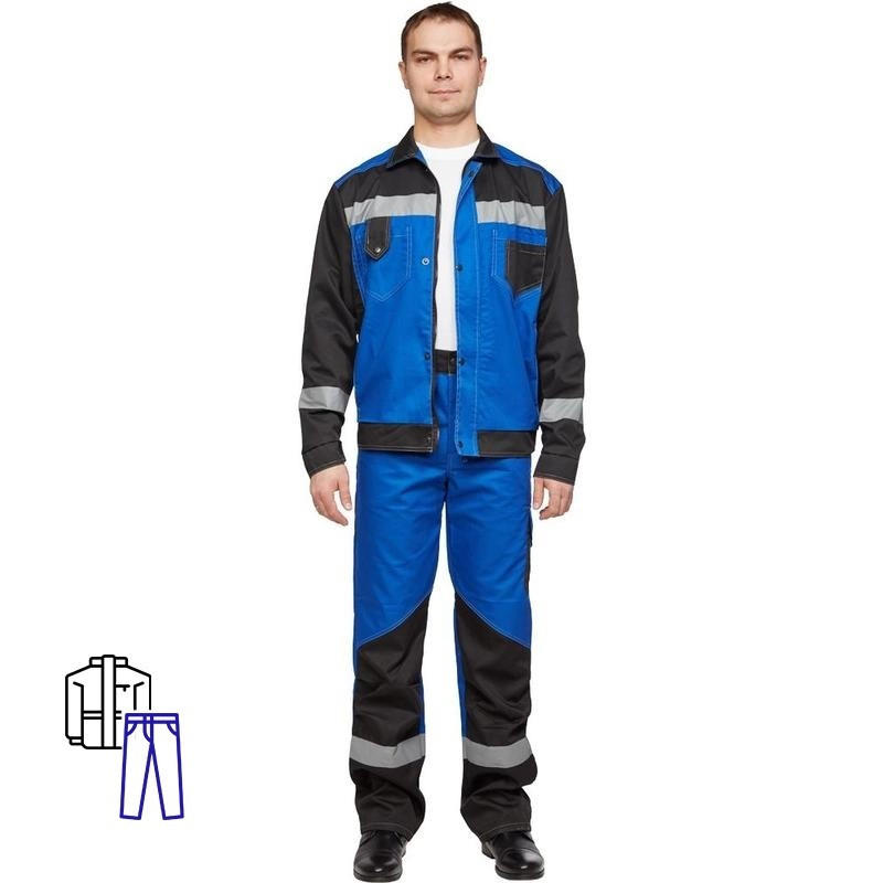 

Костюм рабочий NoBrand 816122-K черный/синий 48-50, 170-176
