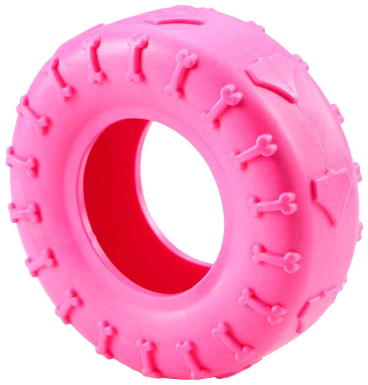 Игрушка жевательная для собак Пижон Шина 9 см розовая