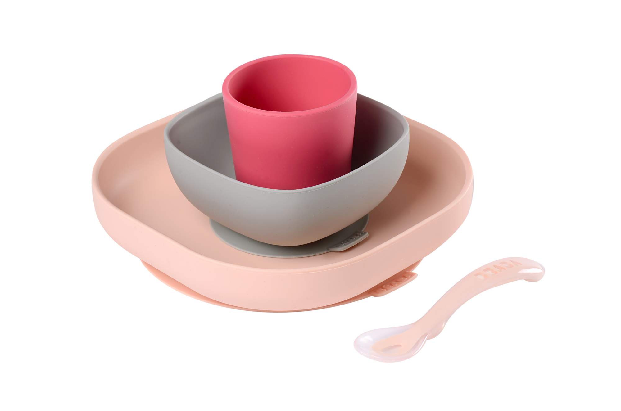 

Набор детской посуды Beaba SILICONE MEAL Set 4 шт 913429, 2 тарелки, стакан, ложка, Розовый, SILICONE MEAL SET (4PCS)