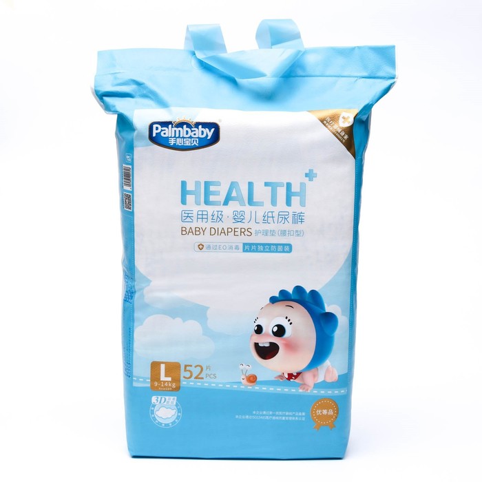 

Подгузники детские Palmbaby HEALTH+ L (9-14 кг), 52 шт