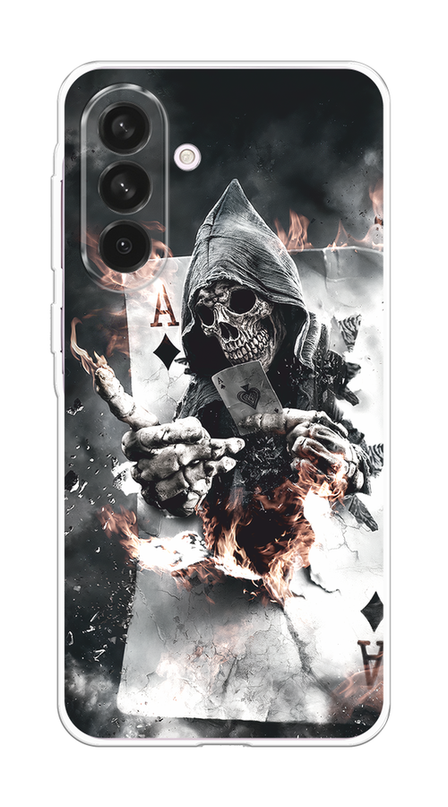 

Чехол на Samsung Galaxy A56 5G Карты черепа в капюшоне, Белый;серый, 2110850-1