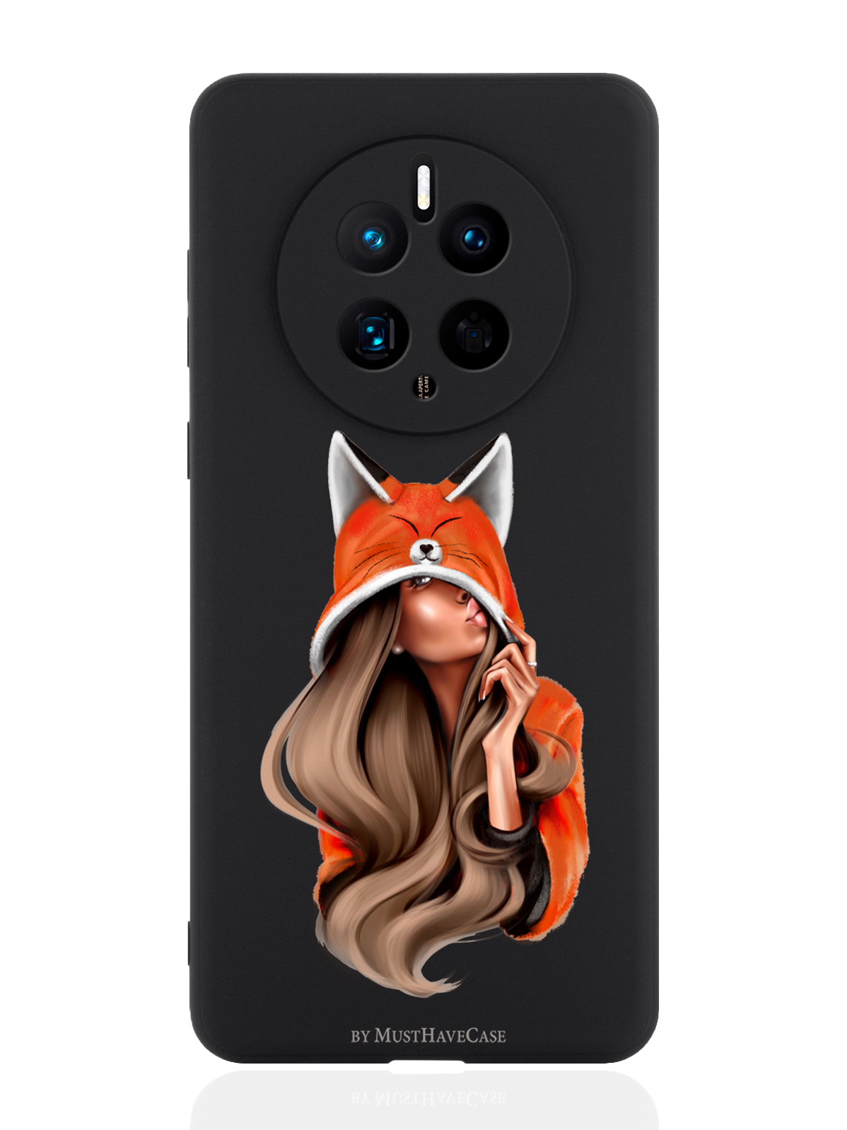 

Чехол для смартфона Huawei Mate 50 черный силиконовый Foxy Girl/ Лисичка, Оранжевый;черный