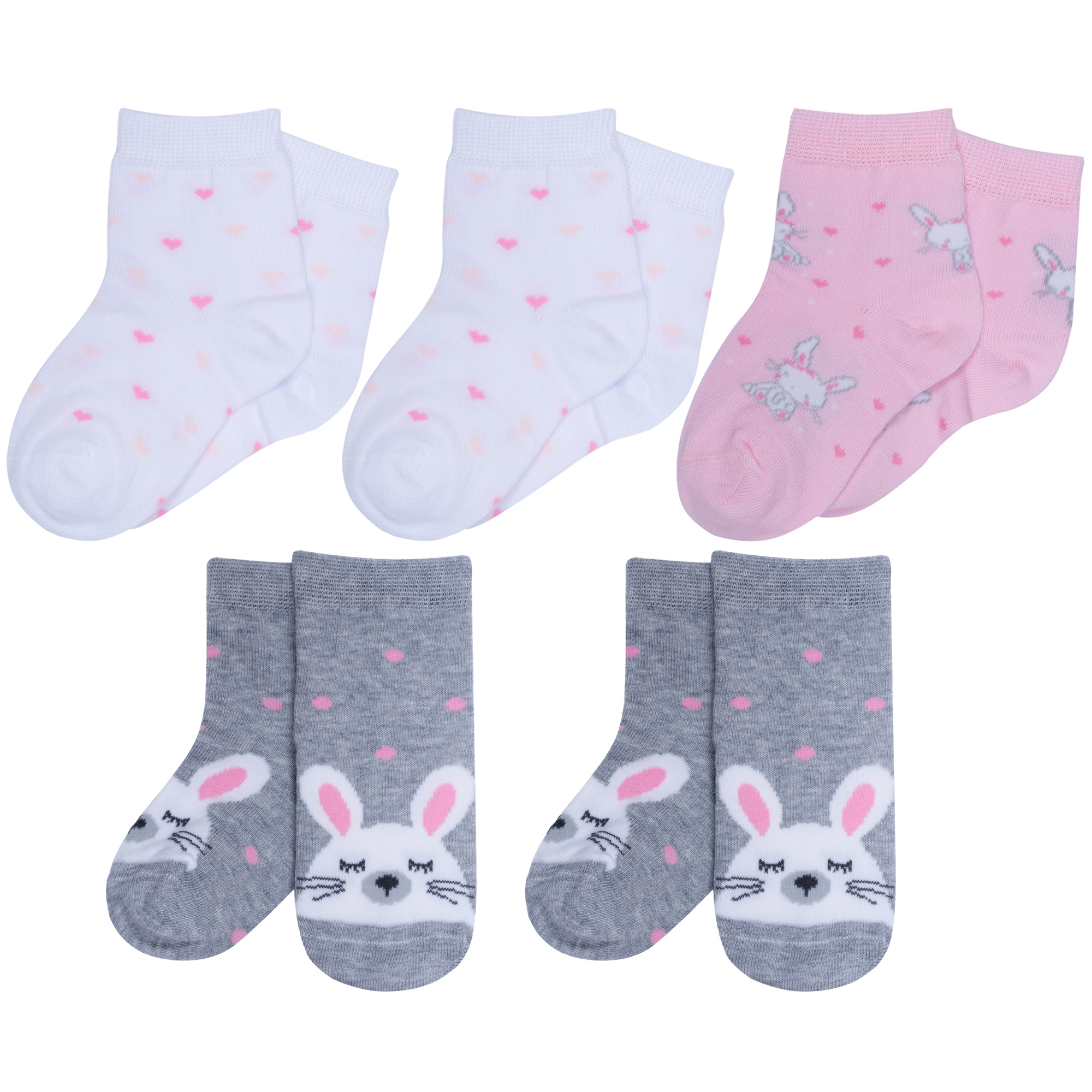Носки детские Rusocks 5-Д-31359, белый; розовый; серый, 10-12.