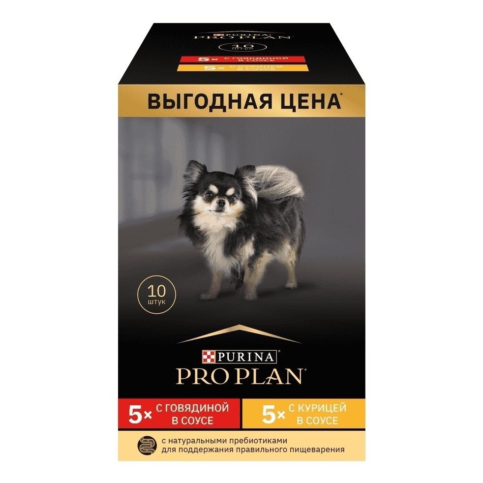 Влажный корм Purina Pro Plan с говядиной и курицей для взрослых собак 85 г х 10 шт 885₽