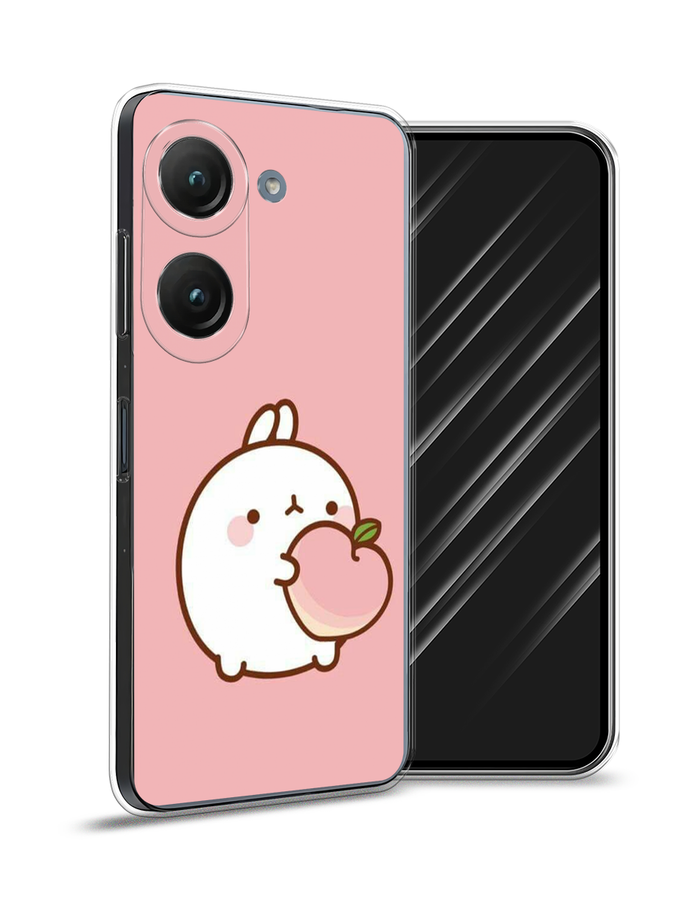 

Чехол Awog на Asus ZenFone 9 "Кролик с персиком", Розовый;бежевый, 44950-1