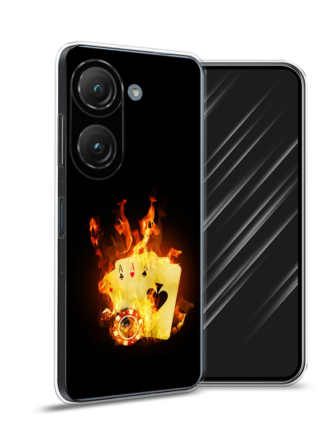 

Чехол Awog на Asus ZenFone 9 "Горящие карты", Черный;оранжевый, 44950-9