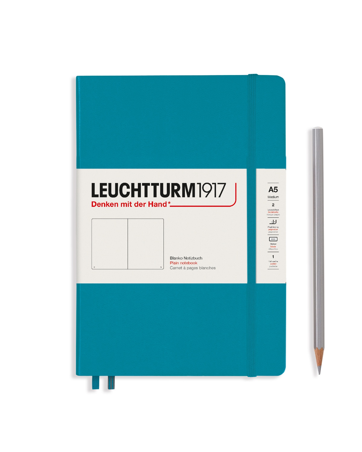 

Блокнот Leuchtturm Smooth Colours А5 (нелинованный) 125л синий океан твердая обложка