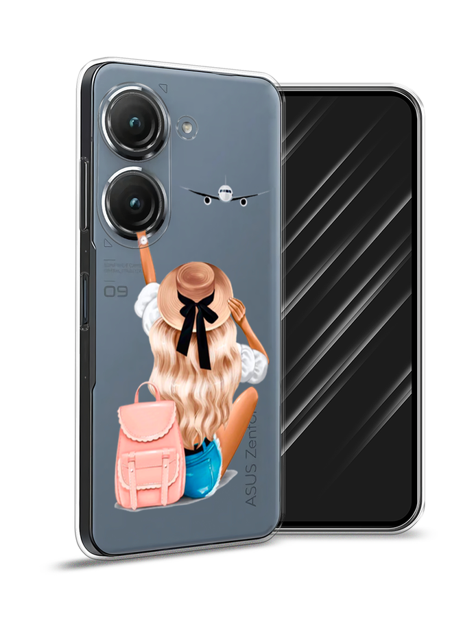 

Чехол Awog на Asus ZenFone 9 "Автостопом самолетом", Бежевый;белый, 44950-7