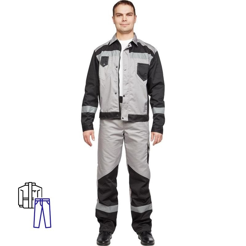 

Костюм рабочий NoBrand 816174-K черный/серый 64-66, 170-176