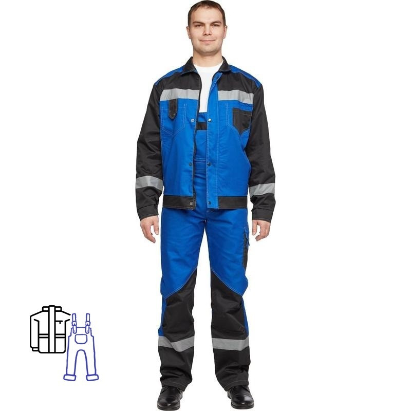 

Костюм рабочий NoBrand 816113-K черный/синий 60-62, 170-176