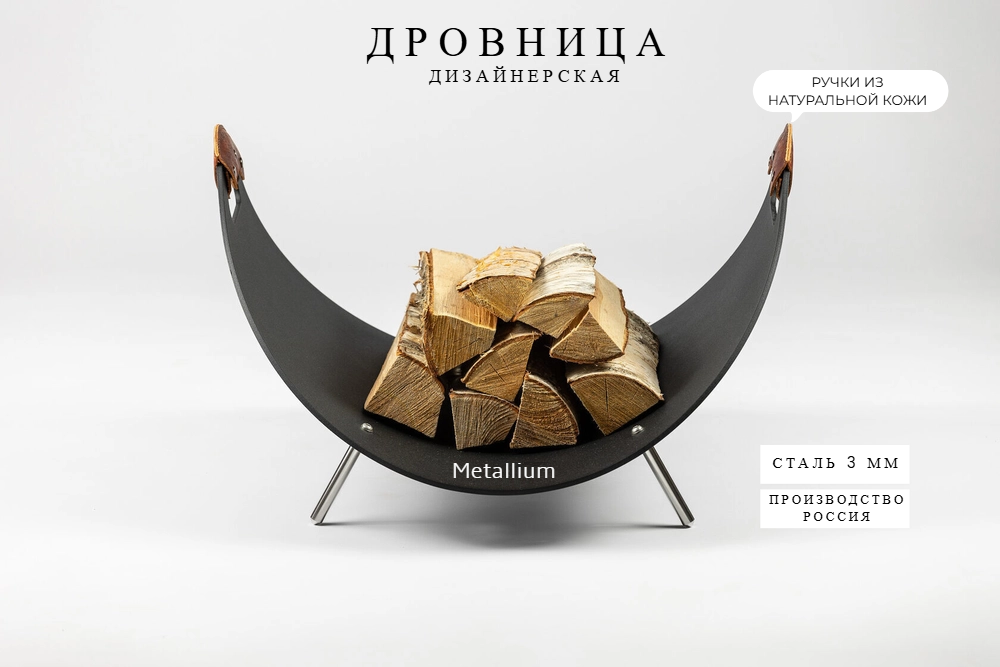

Дровница интерьерная Metallium RAL D-M-05 черная, Черный, RALm