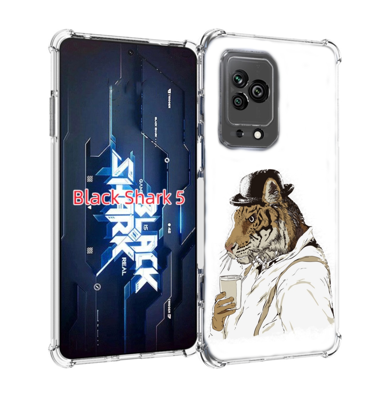 

Чехол MyPads Тигр в шляпе для Xiaomi Black Shark 5, Прозрачный, Tocco