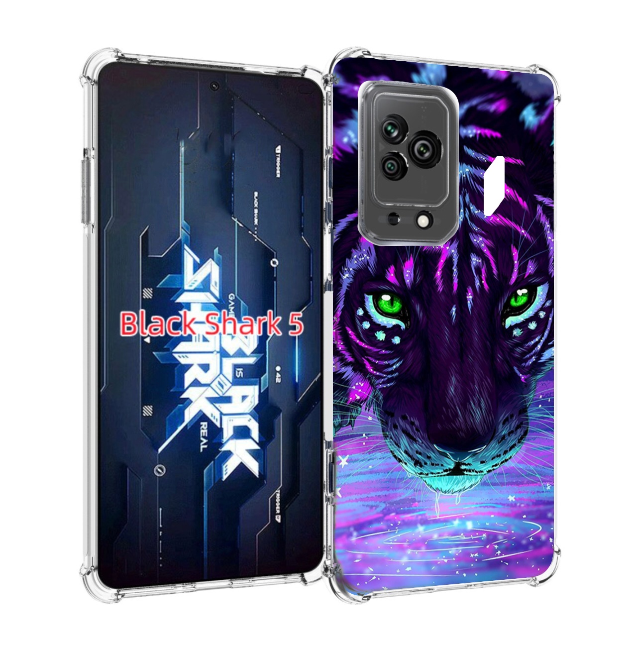 

Чехол MyPads Тигр-неон для Xiaomi Black Shark 5, Прозрачный, Tocco