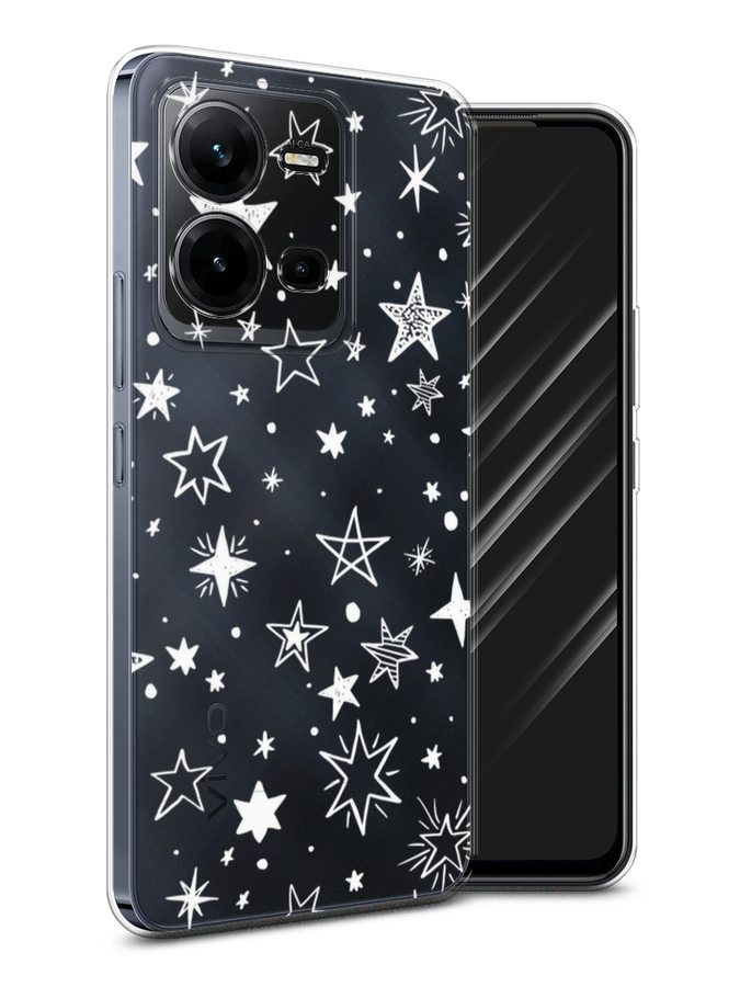 

Чехол Awog на Vivo V25 / Виво V25 "Звездочки графика белая", Прозрачный;белый