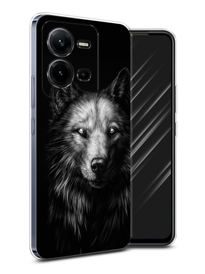 

Чехол Awog на Vivo V25e / Виво V25e "Волк черно белый", Серый;бежевый;белый