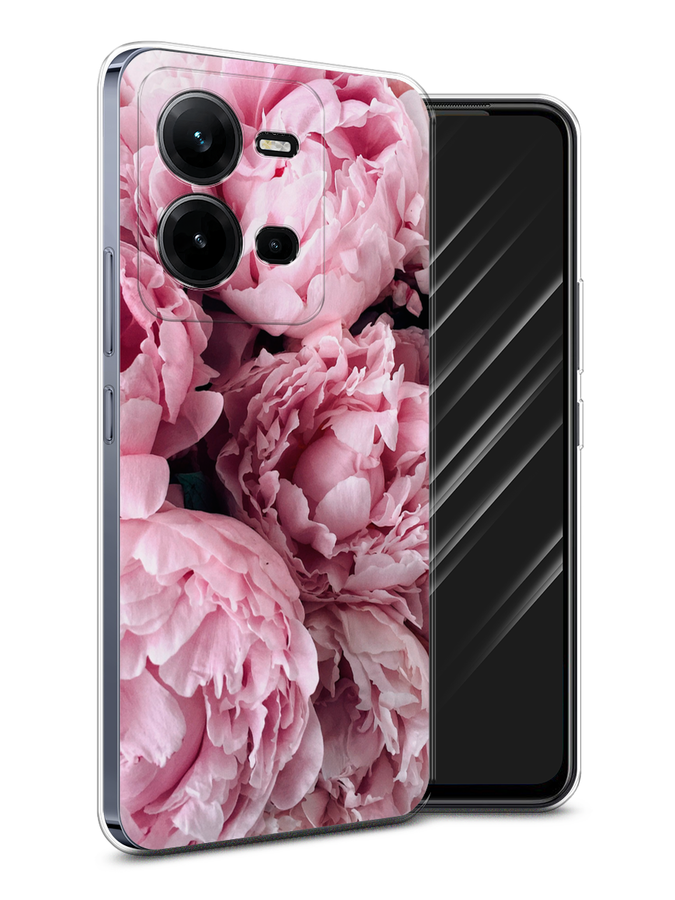 

Чехол Awog на Vivo V25e / Виво V25e "Нежные пионы", Розовый;черный;белый