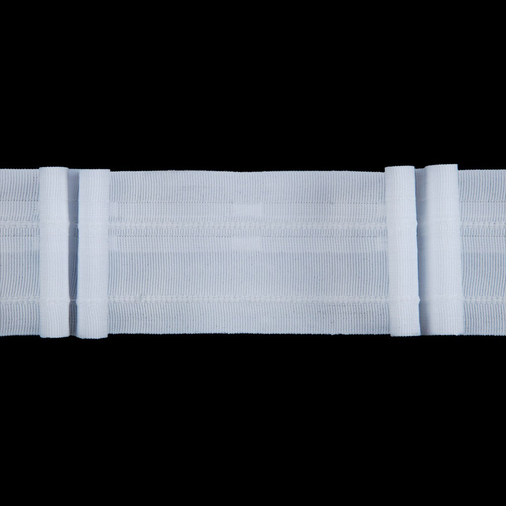 Тесьма шторная 10м, ширина 6см, 1/2 'Бантовая складка' (2 ряда петель, 2 шнура), белый ТУ