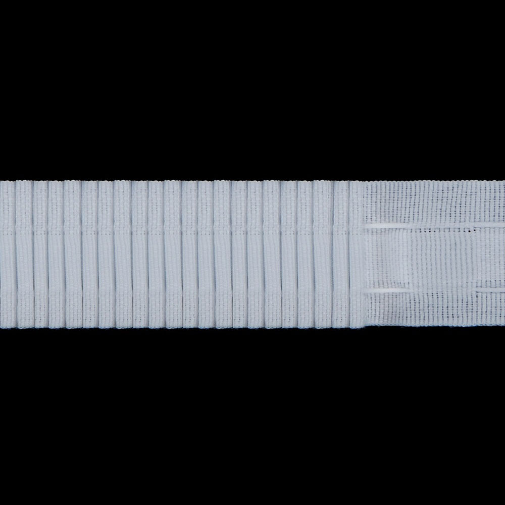 Тесьма шторная 10м, ширина 2,5см, 'Параллельная складка' (1 ряд петель, 2 шнура), белый ТУ