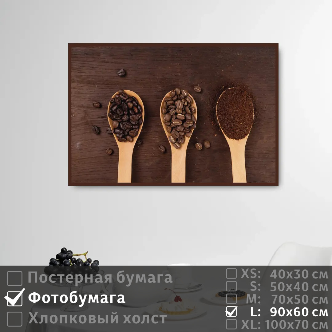

Постер на фотобумаге ПолиЦентр Кофе на стену для кухни 90х60 см, КофеНаСтенуДляКухни